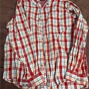 Izod Red and White Plaid Casual Shirt